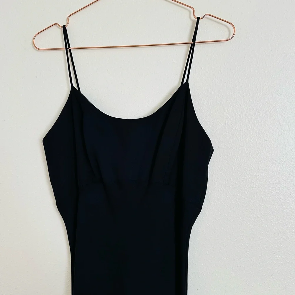 Vintage Hampton Nites Black Slip Evening Gown Spaghetti Strap Maxi Dress - Picture 6 of 8